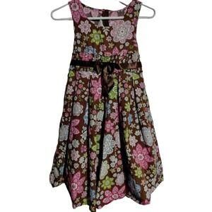 Bonnie Jean sleeveless dress girls size 10 brown with multi-color floral